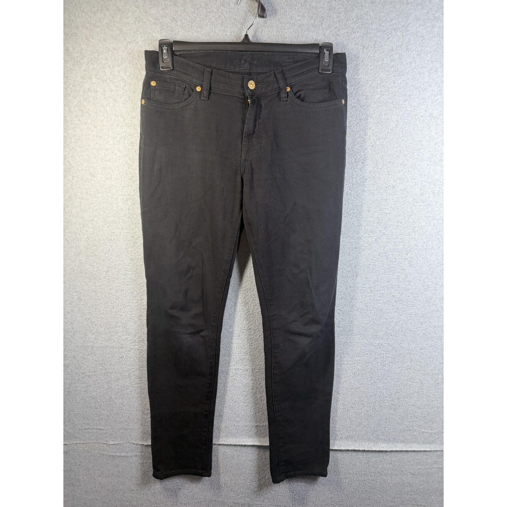 7 For All Mankind Jeans Womens 28 Black Skinny Mid Rise Stretch Denim Pants